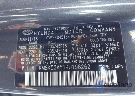 2019 Hyundai Kona Ultimate from USA, damaged, VIN KM8K53A51KU198262